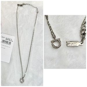 Salvatore Ferragamo Gancini Crystals Necklace, Palladium (Silver)